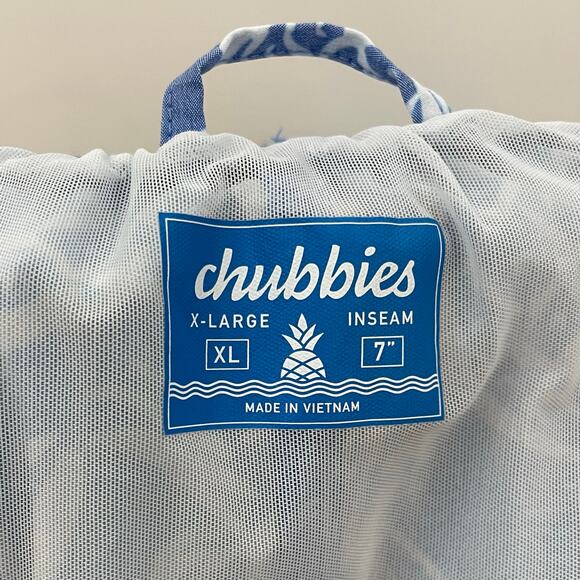 Chubbies XL 7” Classic Swim Trunk The Thigh-Napples Blue Pineapple Print - Picture 6 of 7